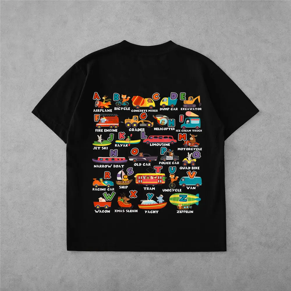 Alphabet Learning Transportation Animal Letter Abcs Teacher T-Shirt
