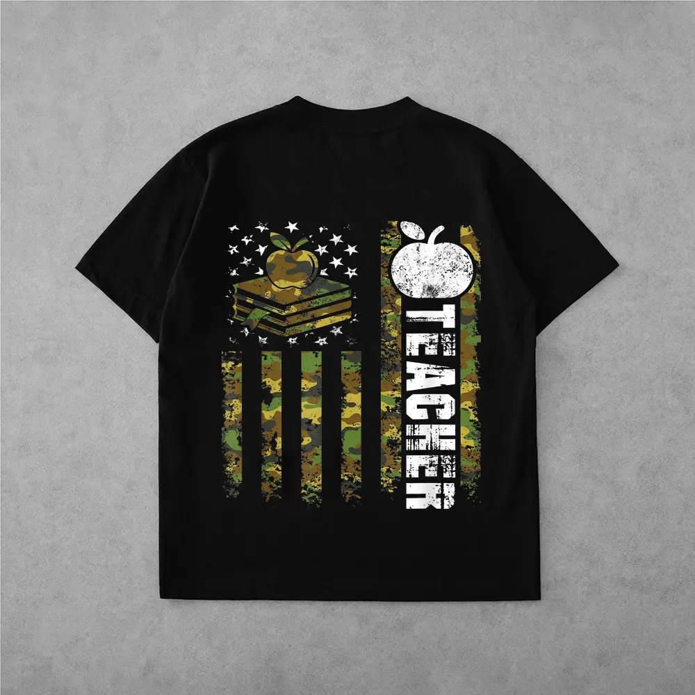 American Flag Camouflage Teacher Patriotic 4th Of July T-Shirt