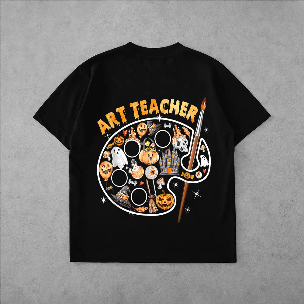 Art Teacher Spooky Pumpkin Halloween Men Women T-Shirt