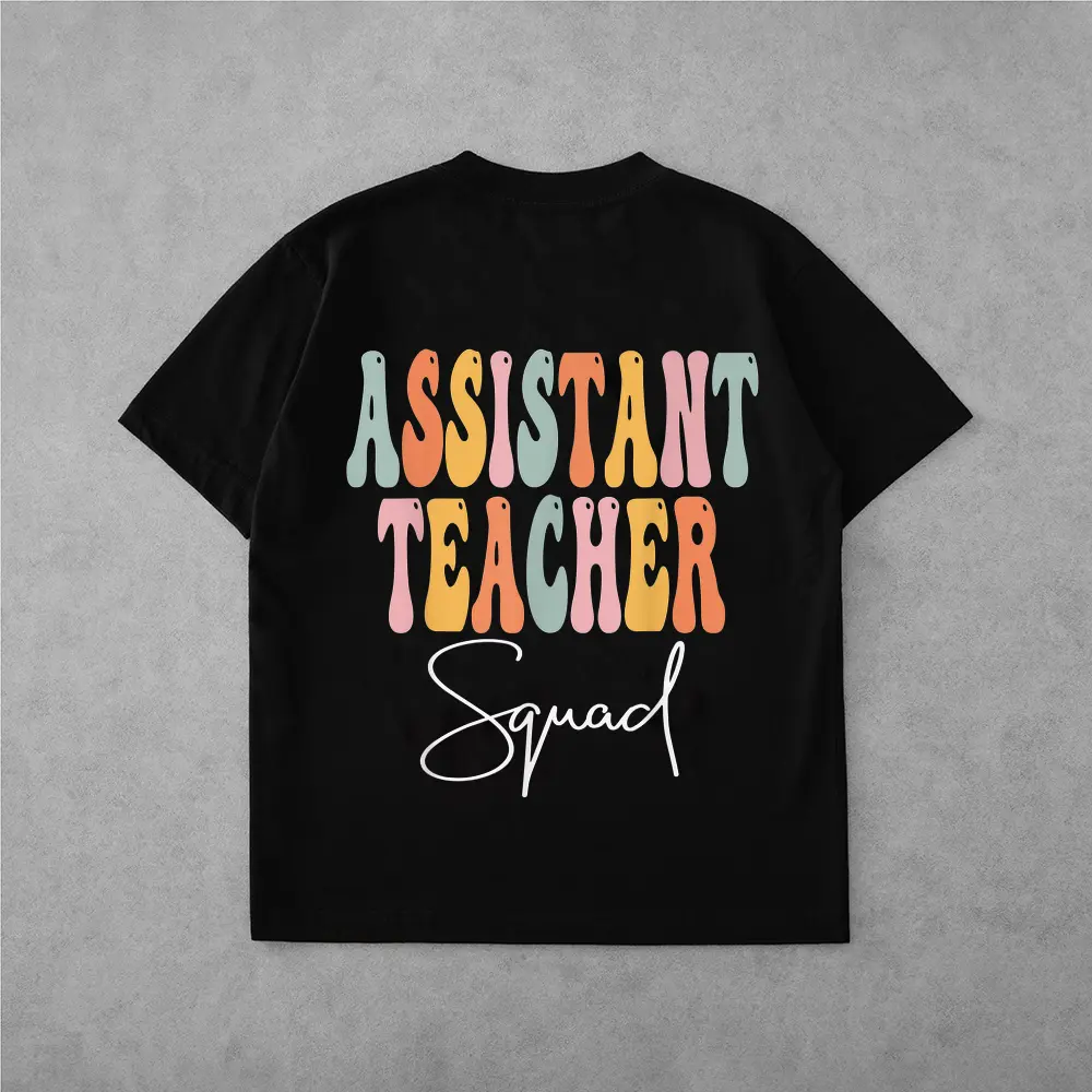 Assistant Teacher Squad Retro Groovy First Day Of School T-Shirt