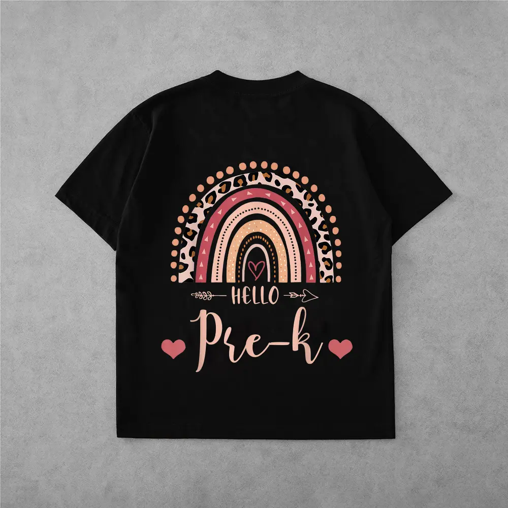 Back To School Hello Prek Teacher Leopard Rainbow T-Shirt