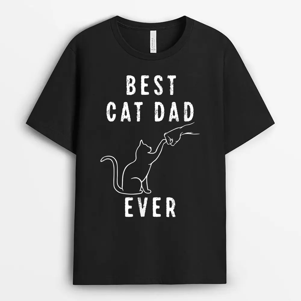 Best Cat Dad Ever Shirt Cat Daddy Paw Fist Bump Meow Cat T-Shirt