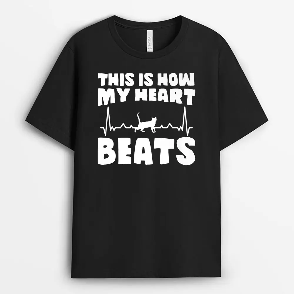 Best Cat Dad This Is How My Heart Beats Kitty Christmas Mom  T-Shirt