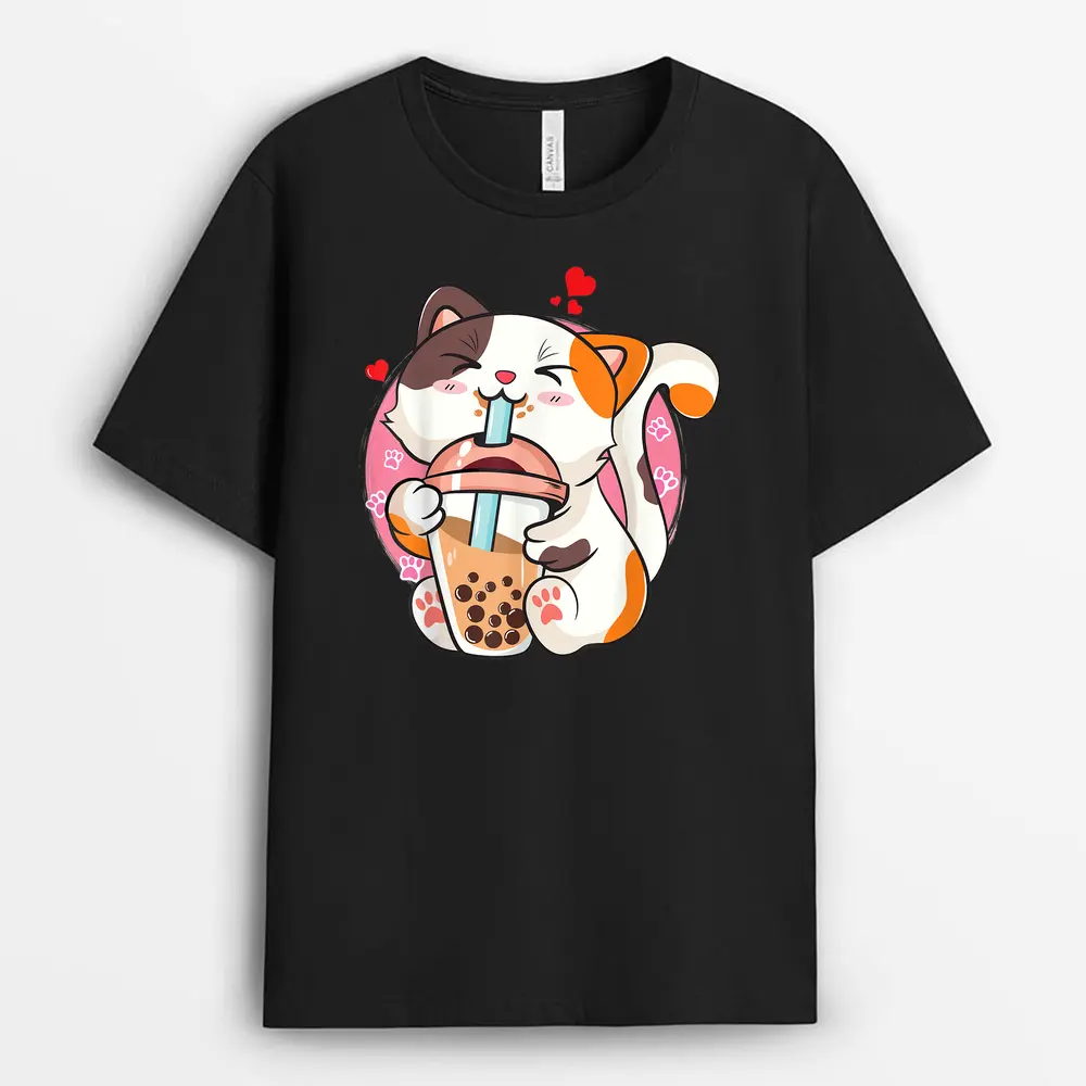 Cat Boba Bubble Tea Kawaii Anime Japanese T-Shirt