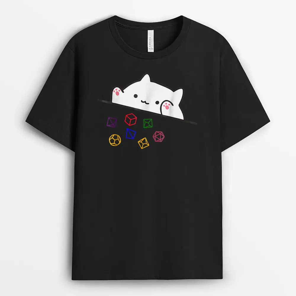 Cat Throwing Dice Tabletop Games Cute Kawaii Animal Lover T-Shirt