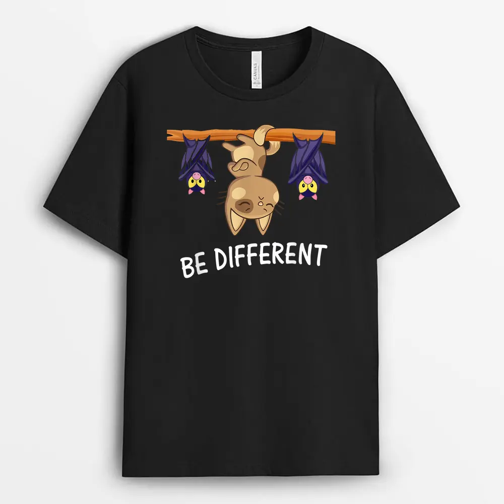 Cat With Bats Be Different Funny Cat Lover T-Shirt
