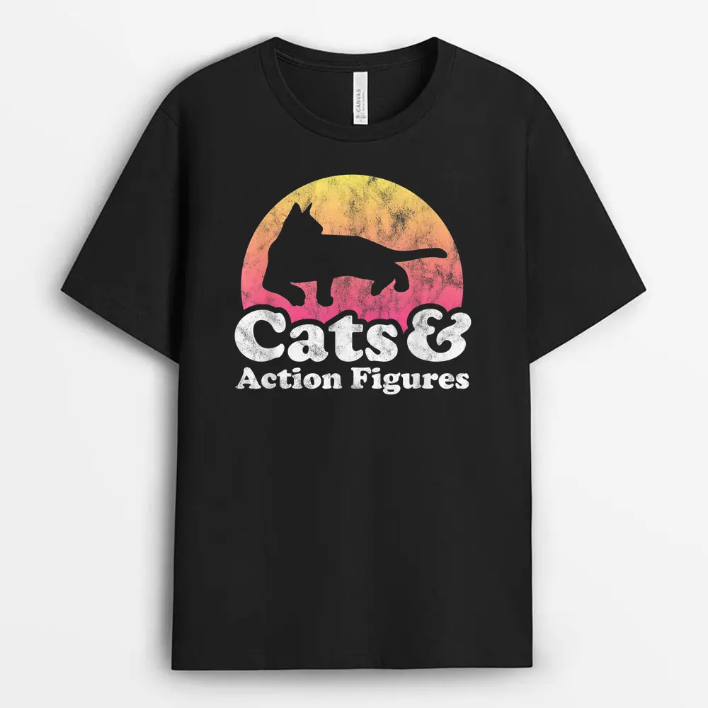 Cats And Action Figures Mens Or Womens Cat And Action Figure T-Shirt