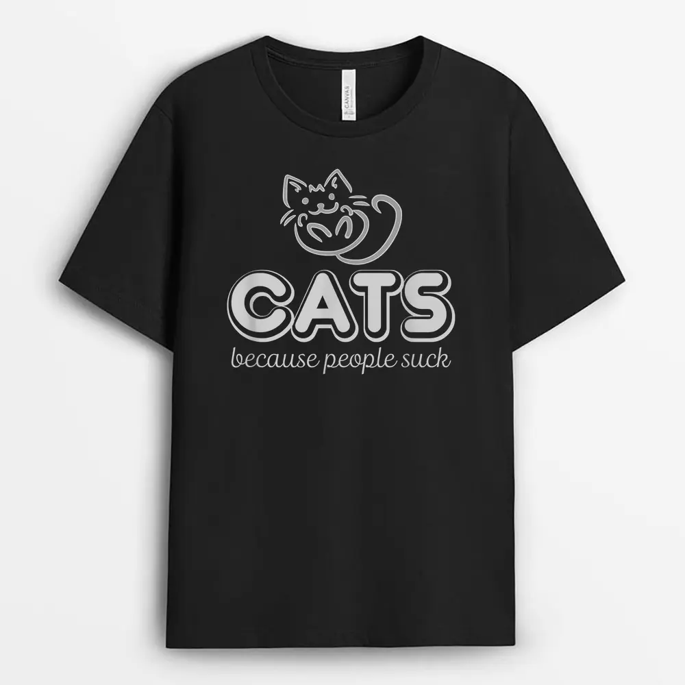 Cats Because People Suck Funny Kitty Lovers T-Shirt