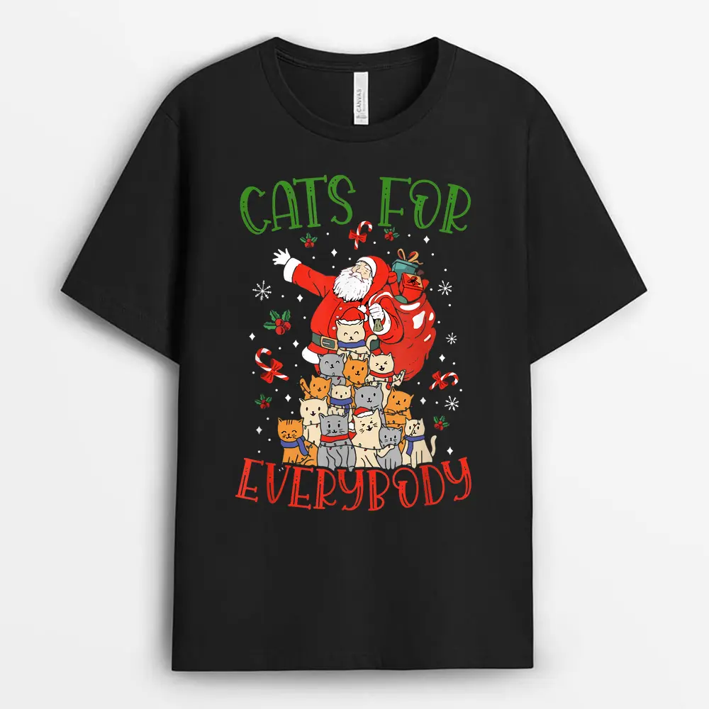 Cats For Everybody Ugly Christmas Cat Funny Xmas T-Shirt