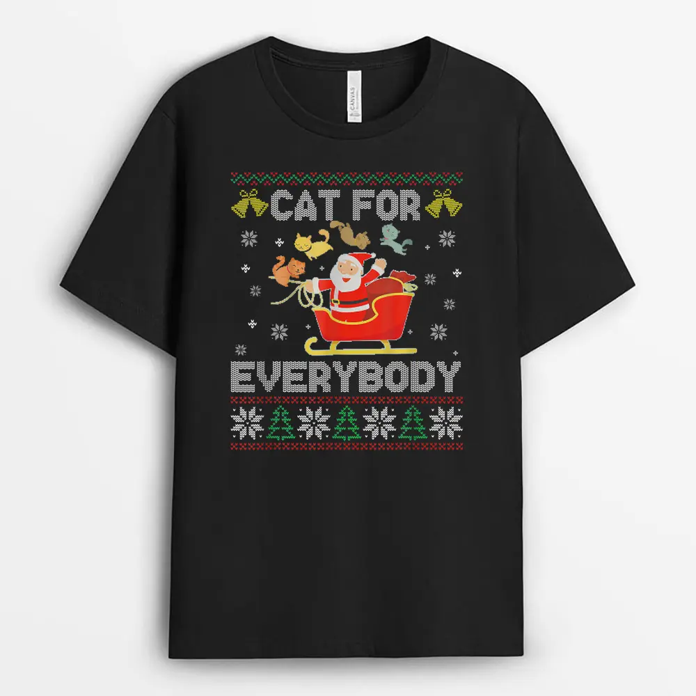 Cats For Everybody Ugly Sweater Christmas Santa Cat Lovers T-Shirt