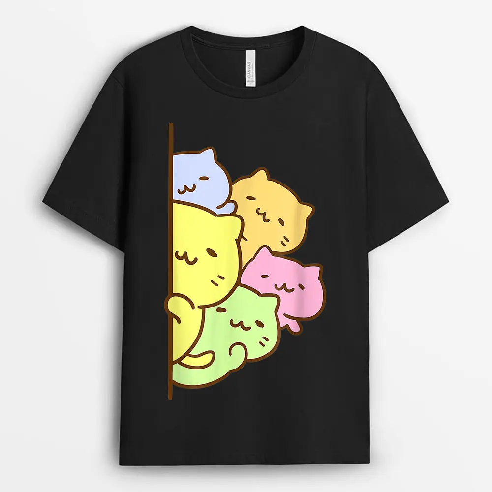 Cats Meowtain Cute Kitty Pile Anime Kawaii Gay Pride T-Shirt