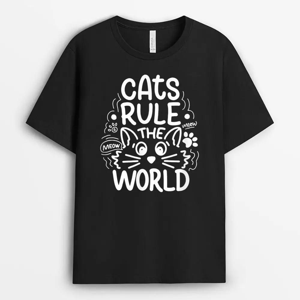 Cats Rule He World Funny Cat Lovers T-Shirt