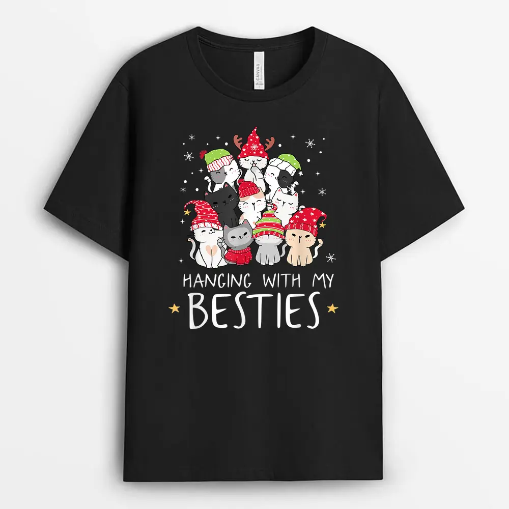 Christmas Cat Lover Christmas Tree Kawaii Cat Bestie T-Shirt