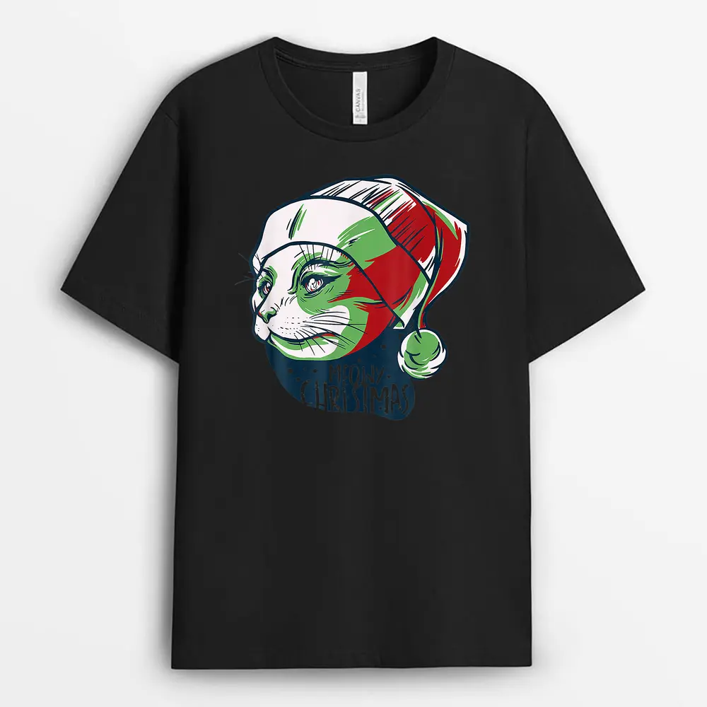 Christmask Cat Meowy Catmas Funny Men Women Ee Gift T-Shirt