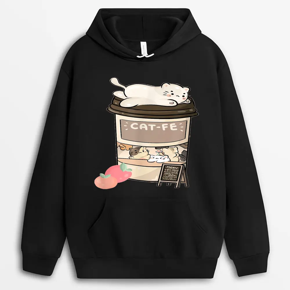 Cute Cat Cafe Kawaii Cat Coffee Anime Neko Kitty Cat Puns Hoodie