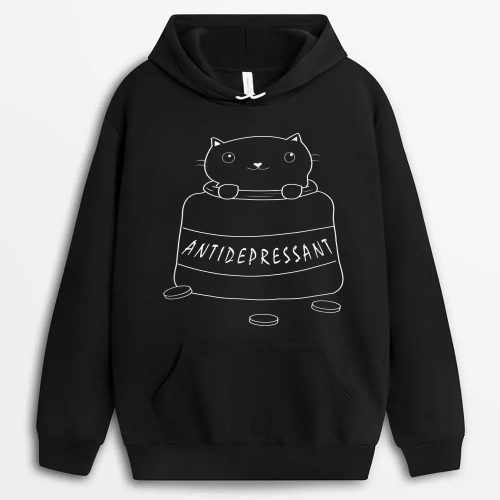 Cute Cat Drawing Cat Antidepressant Hoodie