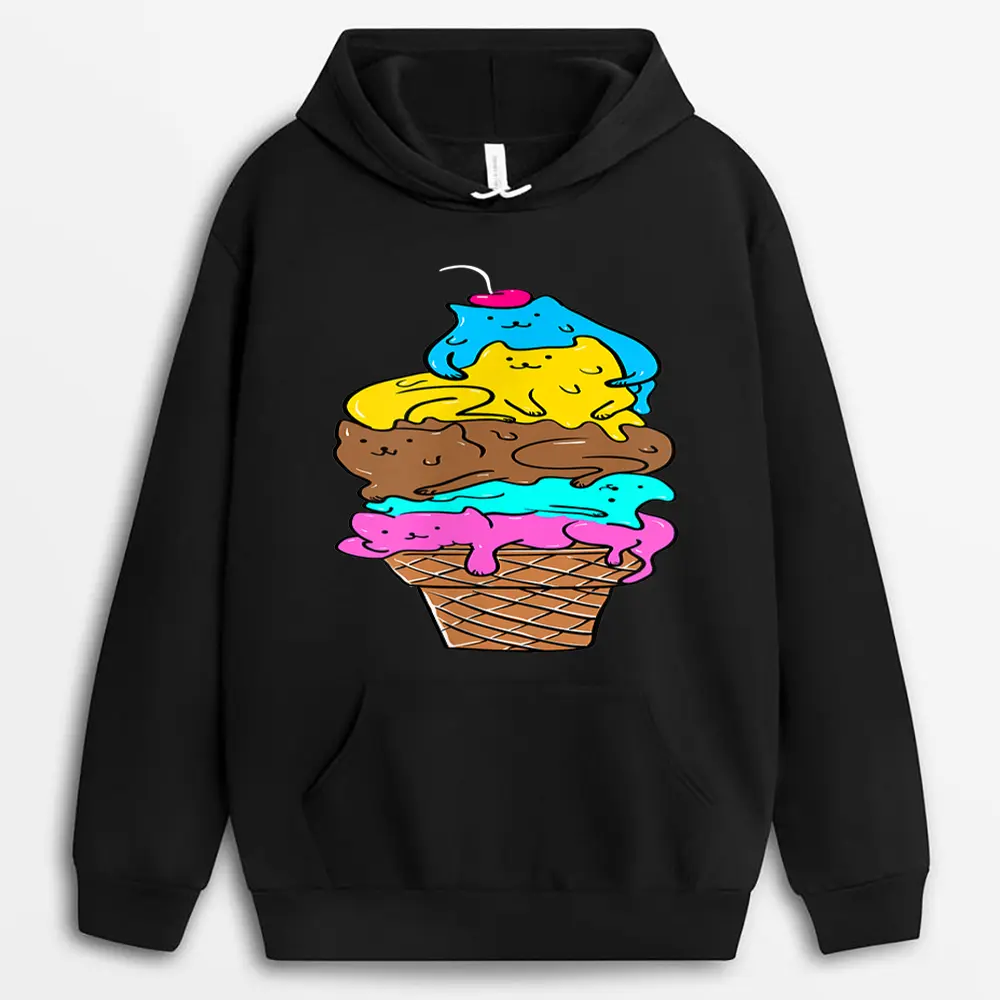 Cute Cat Ice Cream  - Kitty Cat Dessert  Hoodie