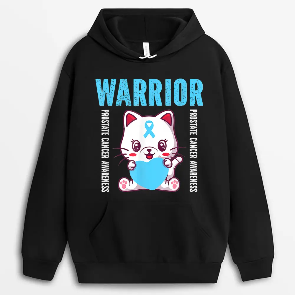Cute Cat Warrior Prostate Cancer Awareness For Men And Women Hoodie