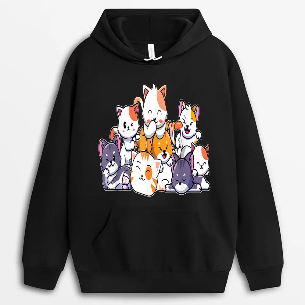 Cute Cats Anime Kawaii Japanese Otaku Neko Gift Women Girls Hoodie