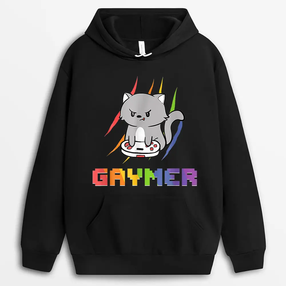 Cute Gaming Cat Gay Gamer Hoodie