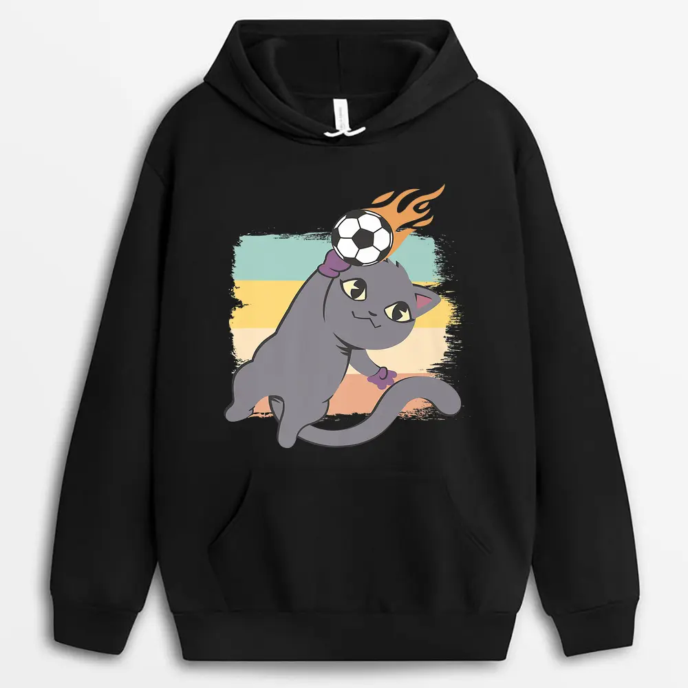 Cute Kawaii Football Soccer Player Funny Goalkeeper Best Cat  Hoodie
