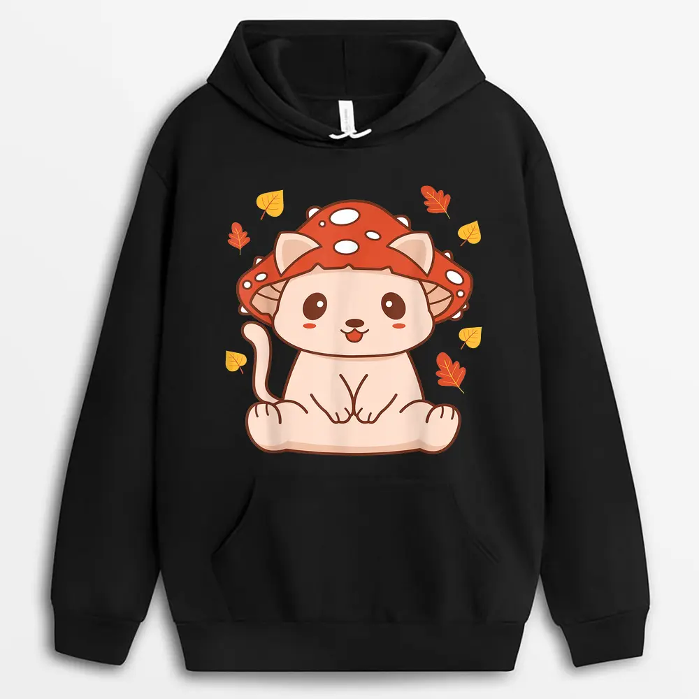 Cute Kawaii Toadstool Cat - Aesthetic Mushroom Kitten Hoodie
