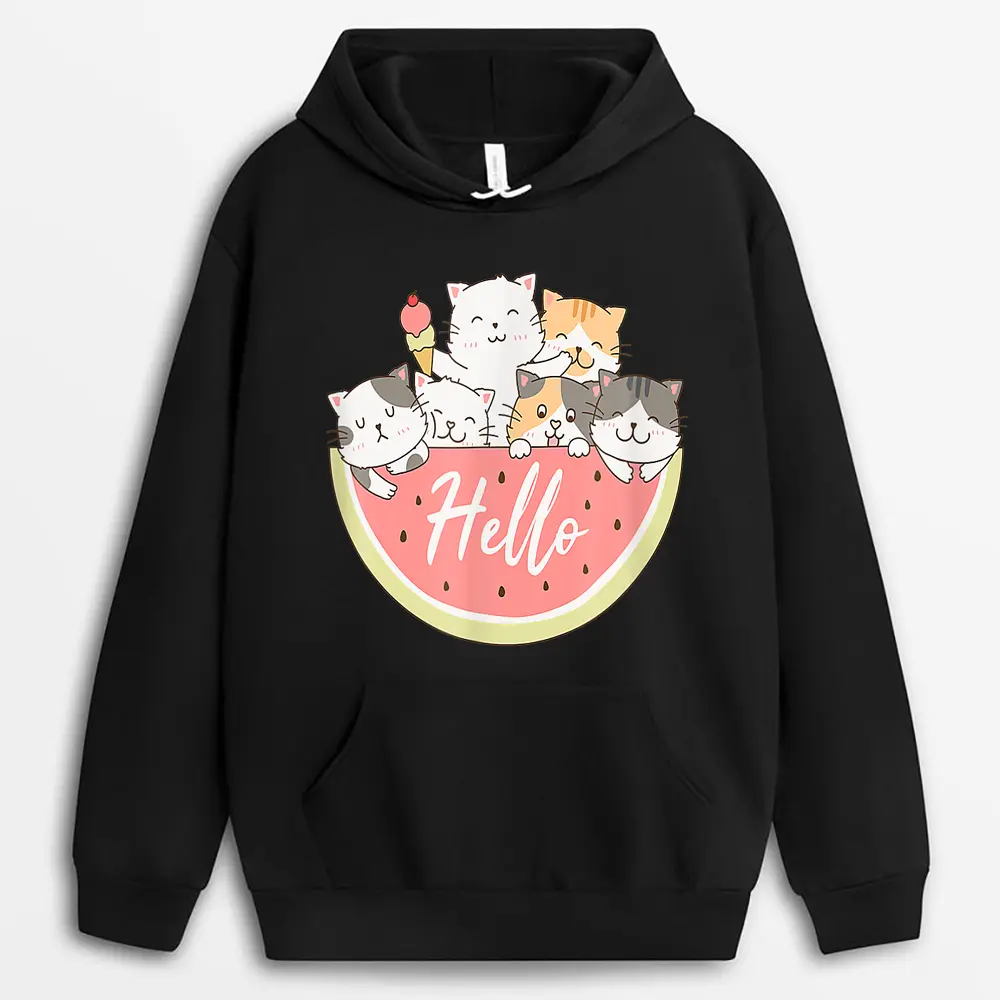 Cute Kitten In Watermelon Cute Cat Family Cat Motif Hoodie