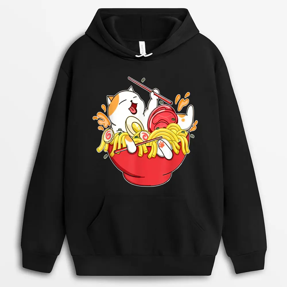 Cute Ramen And Cats Funny Anime Noodle Japanese Gift Girls Hoodie