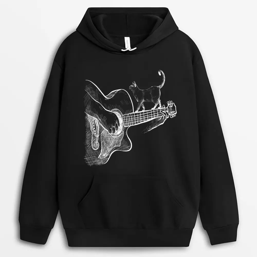 Cute Siamese Cat Guitar Player Hoodie