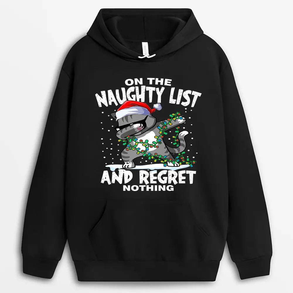 Dabbing Cat  On The Naughty List And I Regret Nothing  Hoodie