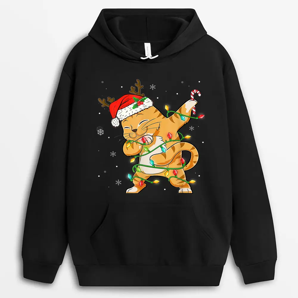 Dabbing Cat Santa Christmas Kids Boys Girls Catmas Xmas Hoodie
