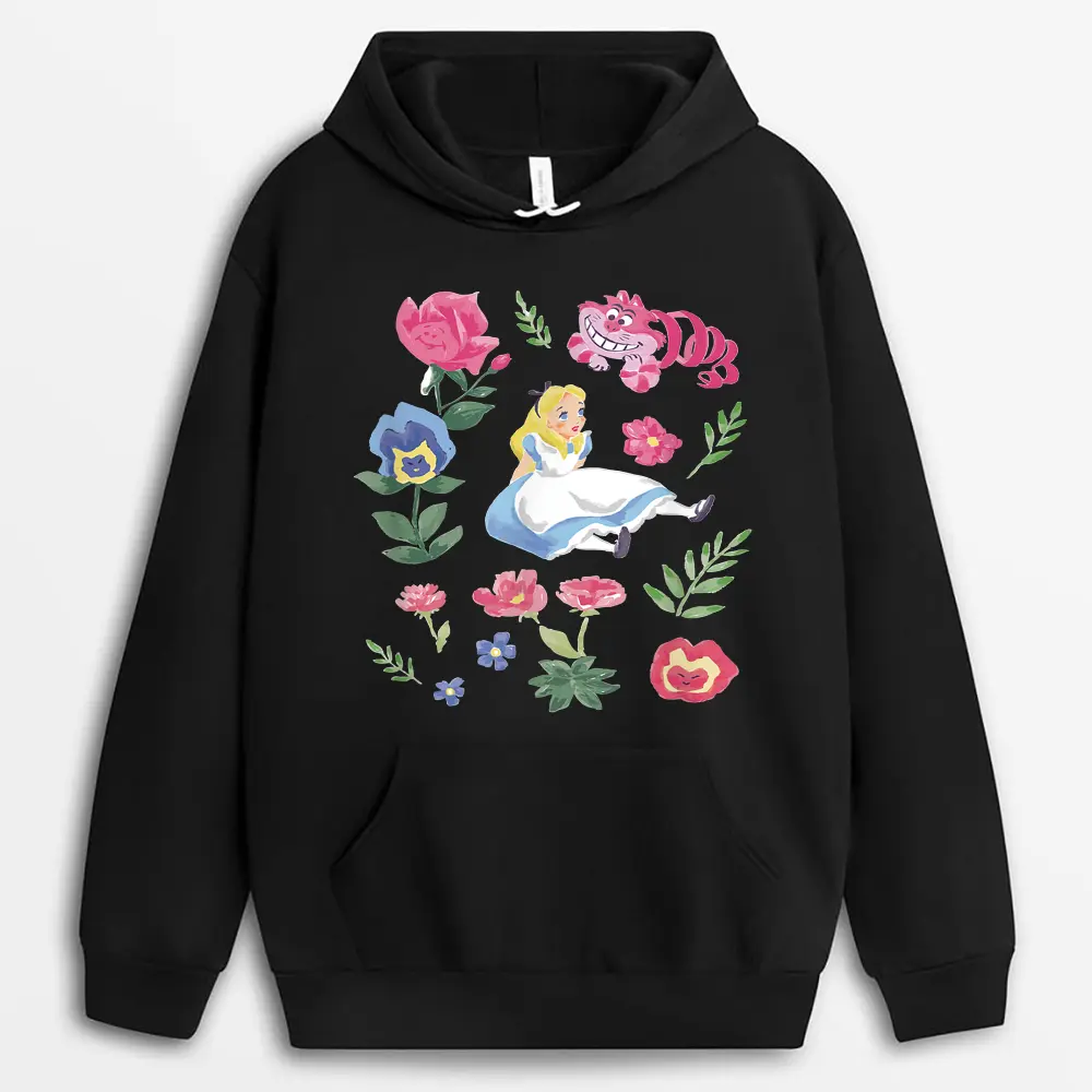 Disney Alice In Wonderland Alice Cheshire Cat Floral Hoodie