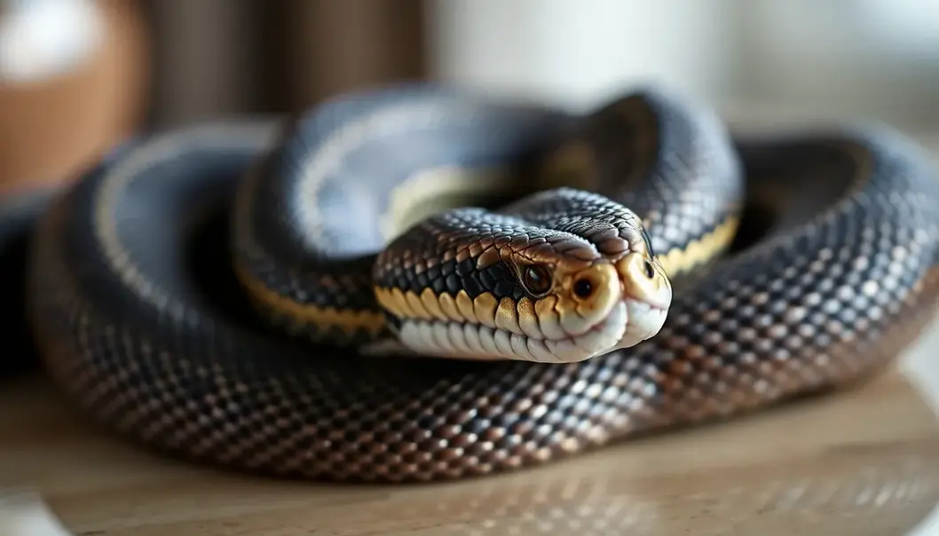 A sleek snake smoothly incorporated into a chic home decor.