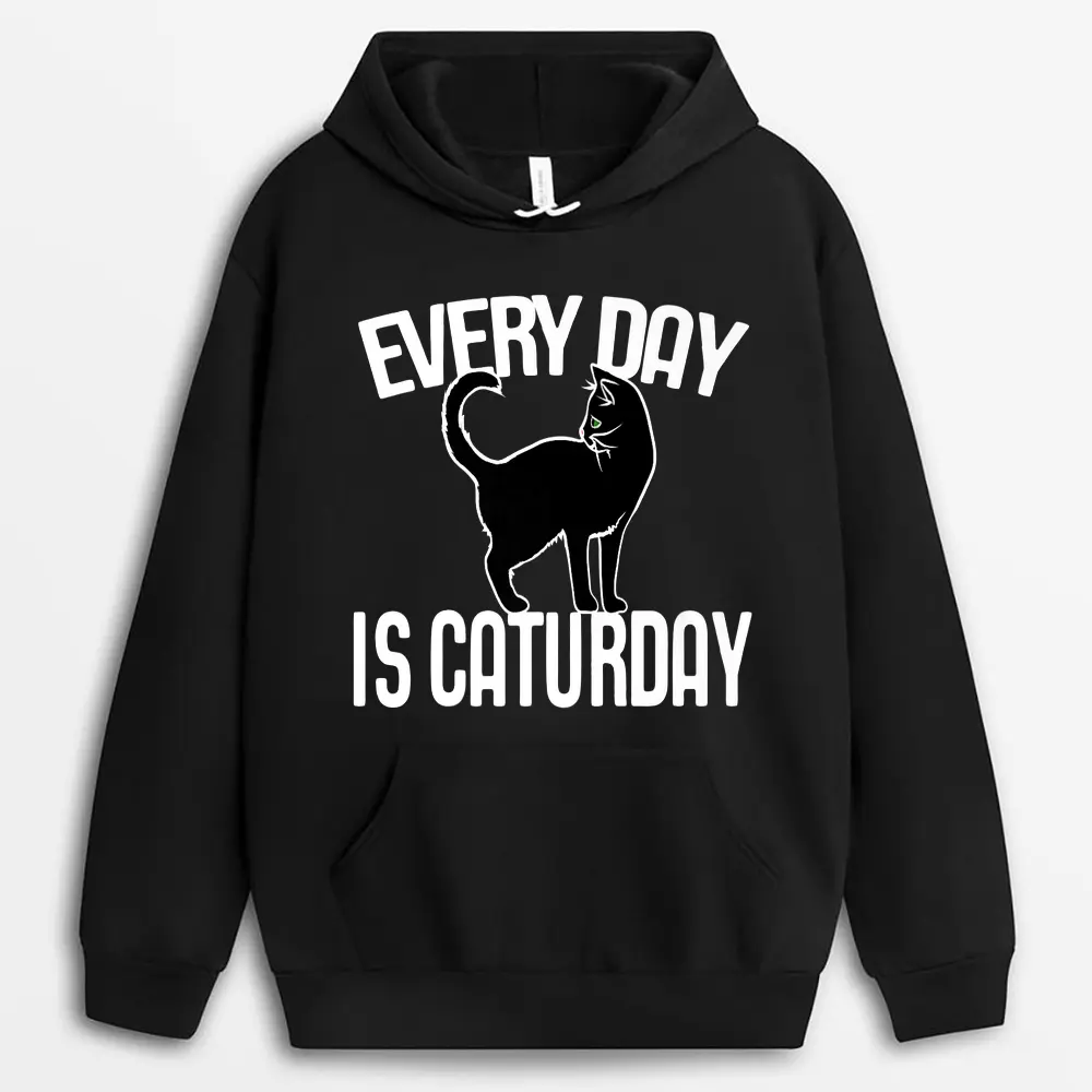 Every Day Is Caturday Black Cat Art Cat People Premium Hoodie