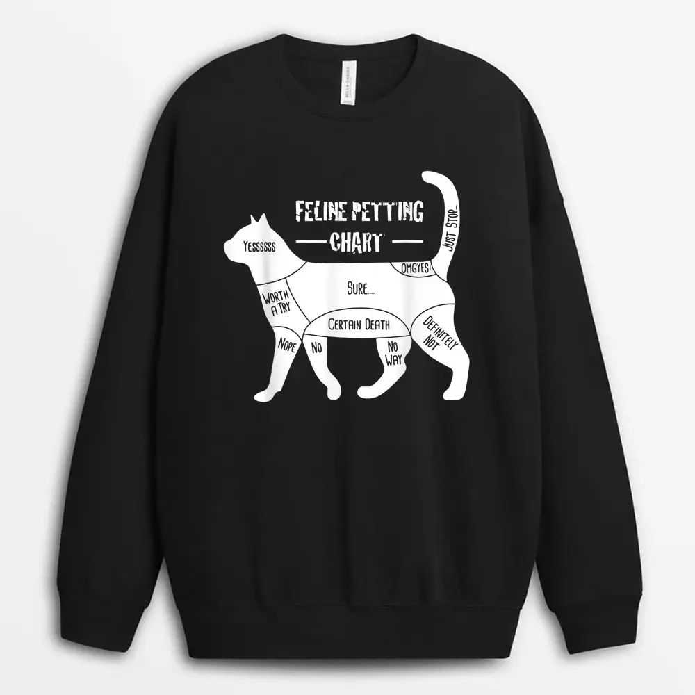 Feline Petting Chart Cat Apparel Sweatshirt