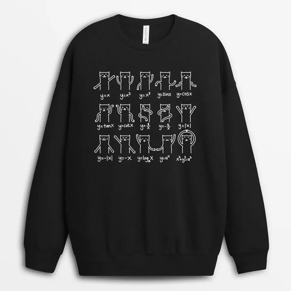 Funny Cat And Math  Cat And Algebra Lover  Cat Sweatshirt