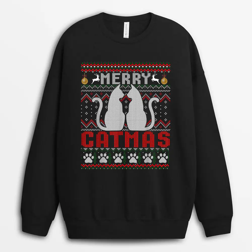Funny Cat Lover Merry Catmas Christmas Sweatshirt