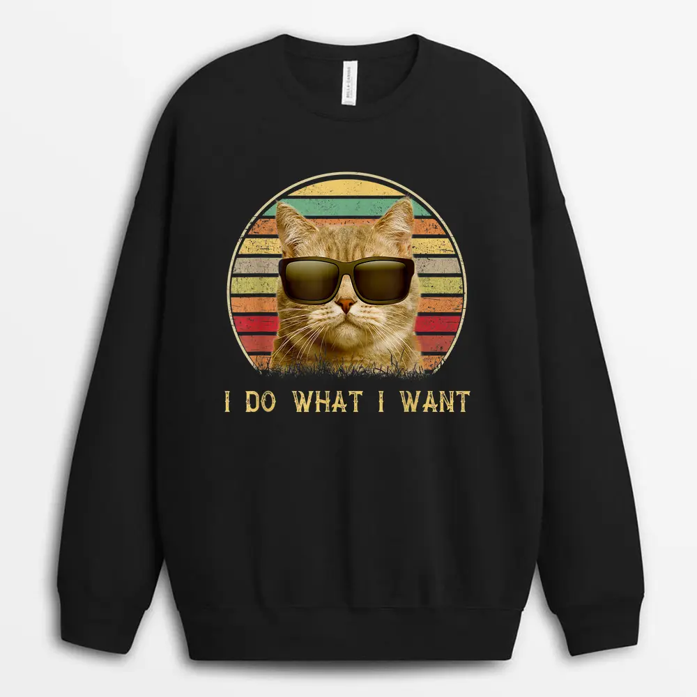 Funny Cat Lovers Gifts Vintage I Do What I Want Cat Sweatshirt