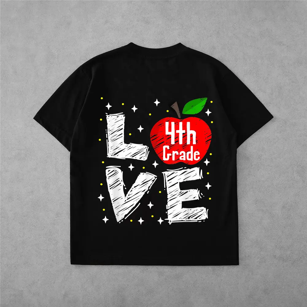 Funny Teacher Gift Love 4th Grade Apple T-Shirt