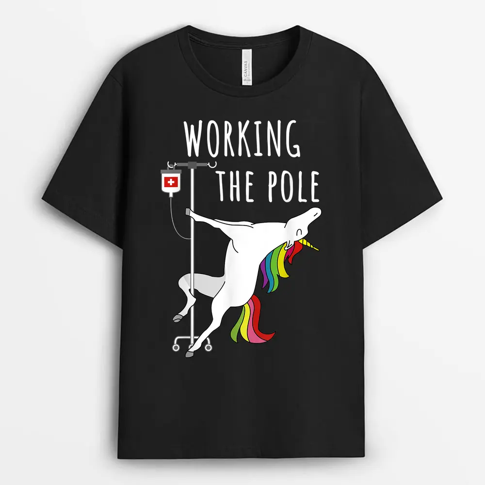Funny Working The IV Pole ER Nurse Emergency Room Nursing T-Shirt