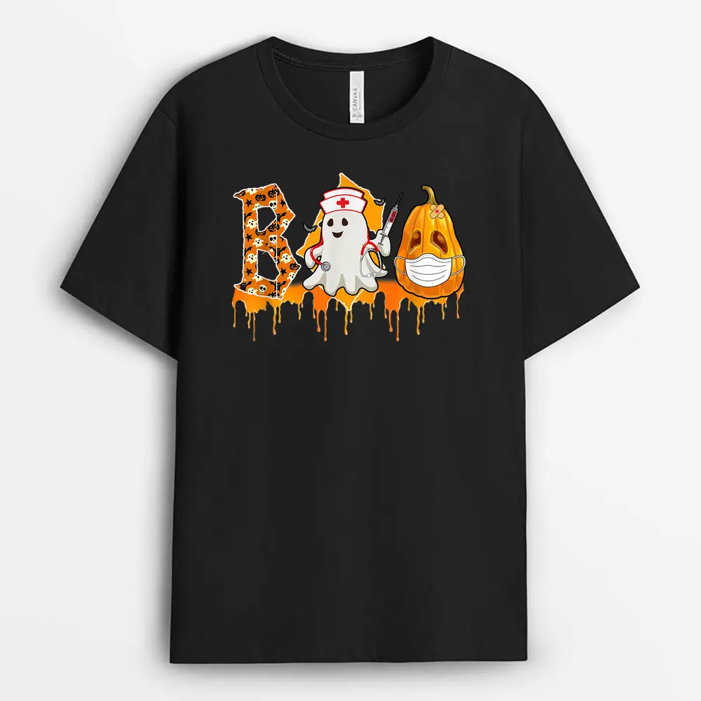 Halloween Boo Ghost Pumpkin Nurse Funny Gifts Party T-Shirt