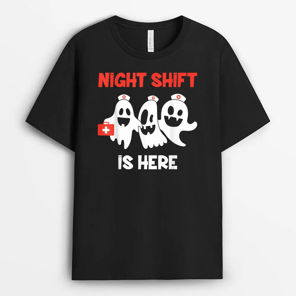 Halloween Nurse  Medical Doctor Night Shift Is Here Ghost T-Shirt