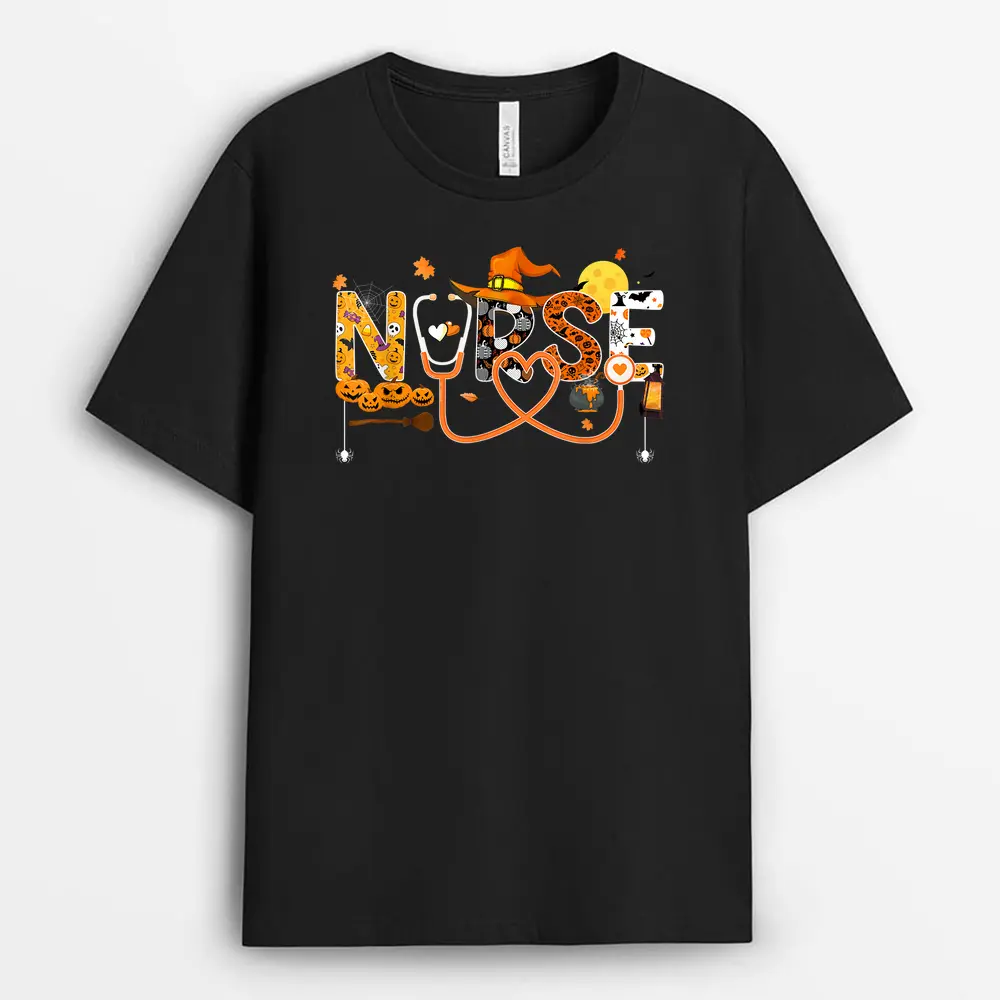 Halloween Nurse Nursing Cute Health Worker Halloween Pattern T-Shirt