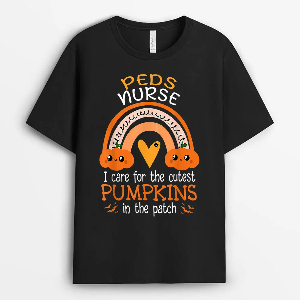 Halloween Pediatric Nurse PEDS RN Pediatrician Rainbow Fall T-Shirt