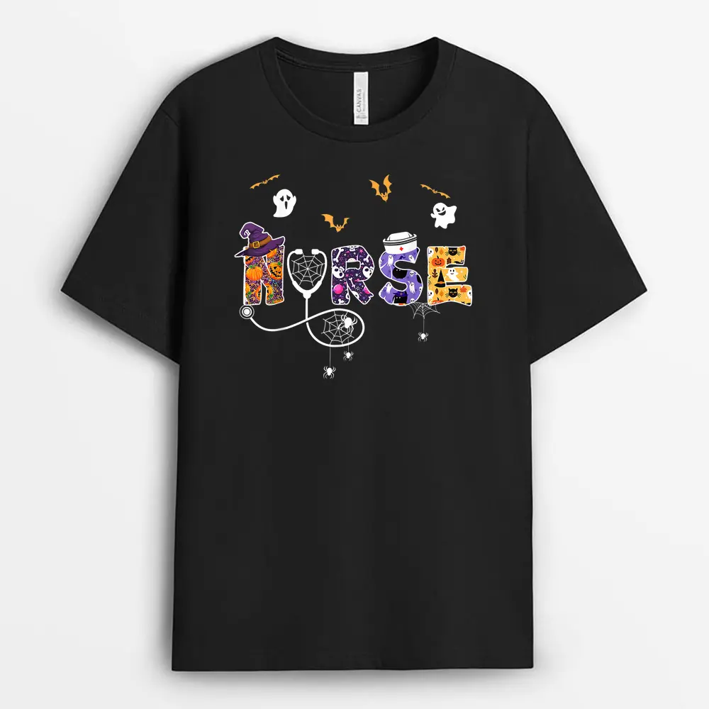 Happy Halloween Nurse Spooky Bats Boo Nightmare T-Shirt