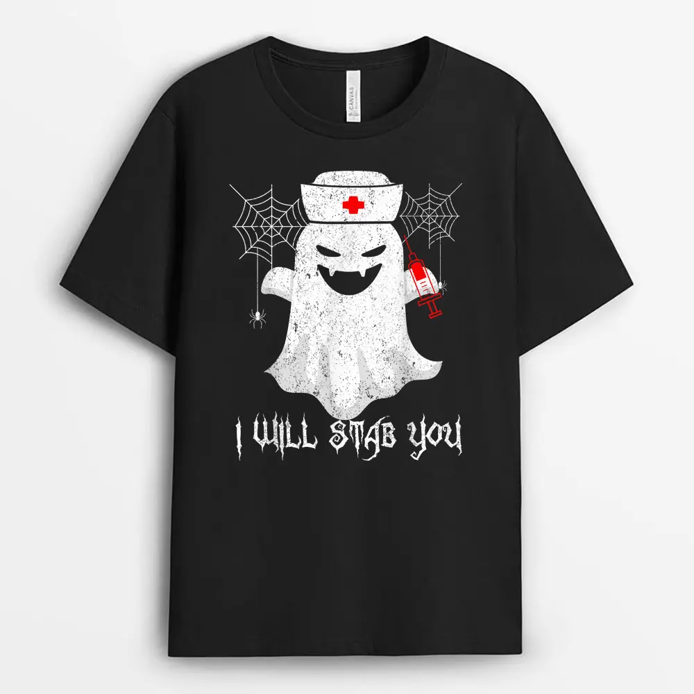 I Will Stab You Ghost Nurse Funny Halloween Costumes Gifts T-Shirt