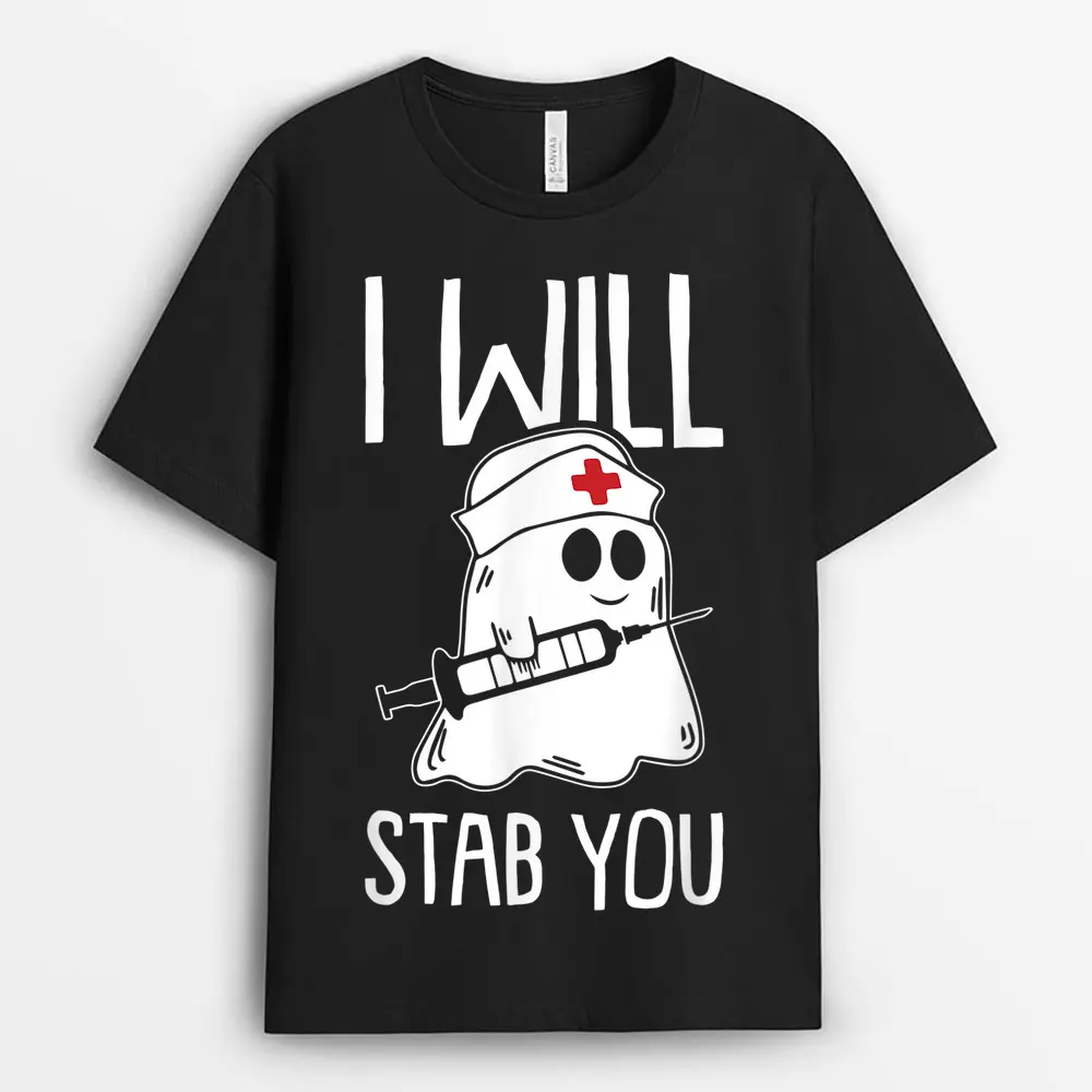 I Will Stab You Lazy Halloween Costume Nurse Nursing RN LPN T-Shirt