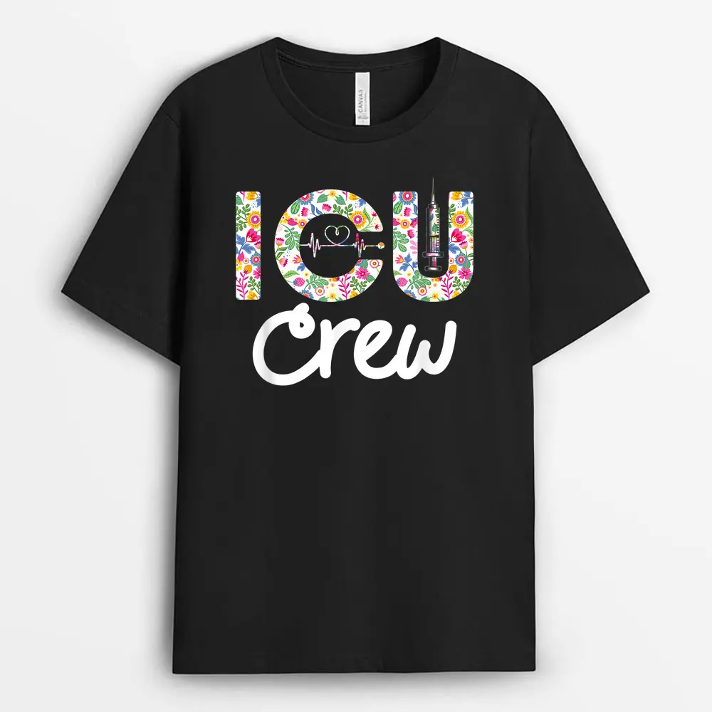ICU CREW Nursing Student Healthcare Nurse Week Flower Love T-Shirt