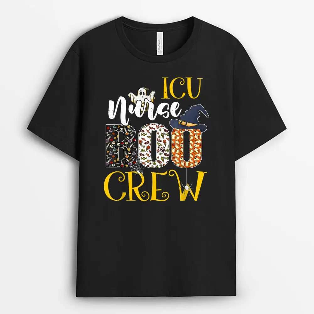 ICU Nurse Boo Crew Halloween Costume Boo Ghost Spider T-Shirt