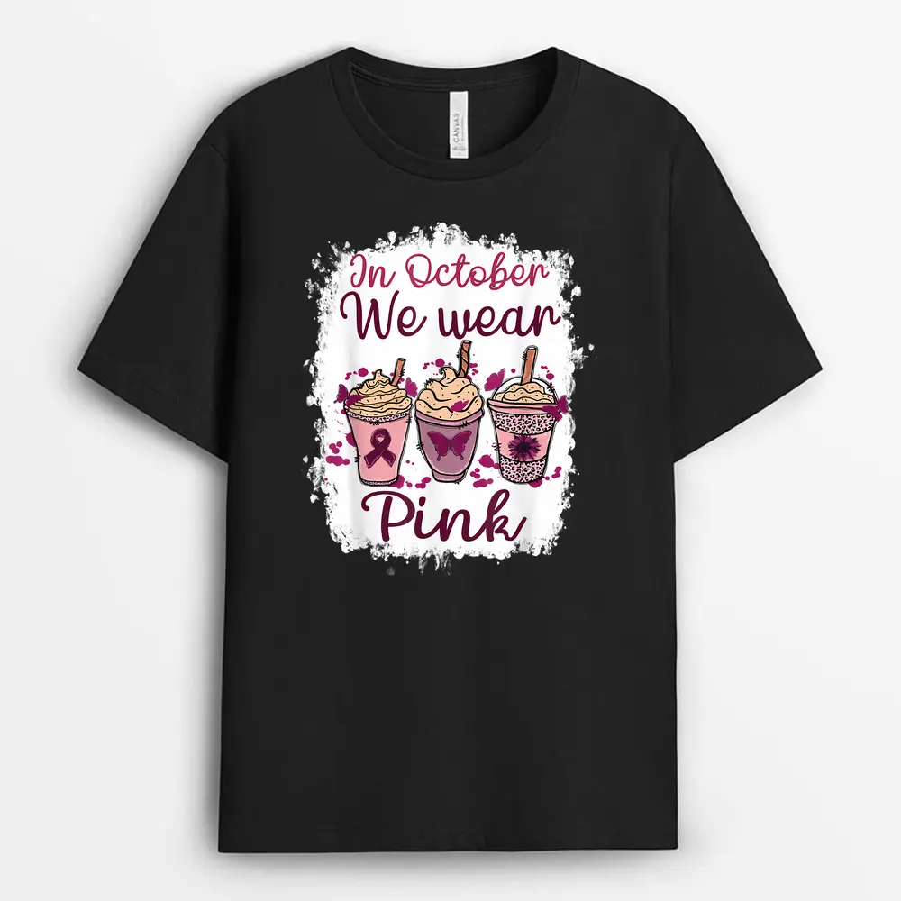 In October We Wear Pink Nurse Iced Latte Coffee T-Shirt